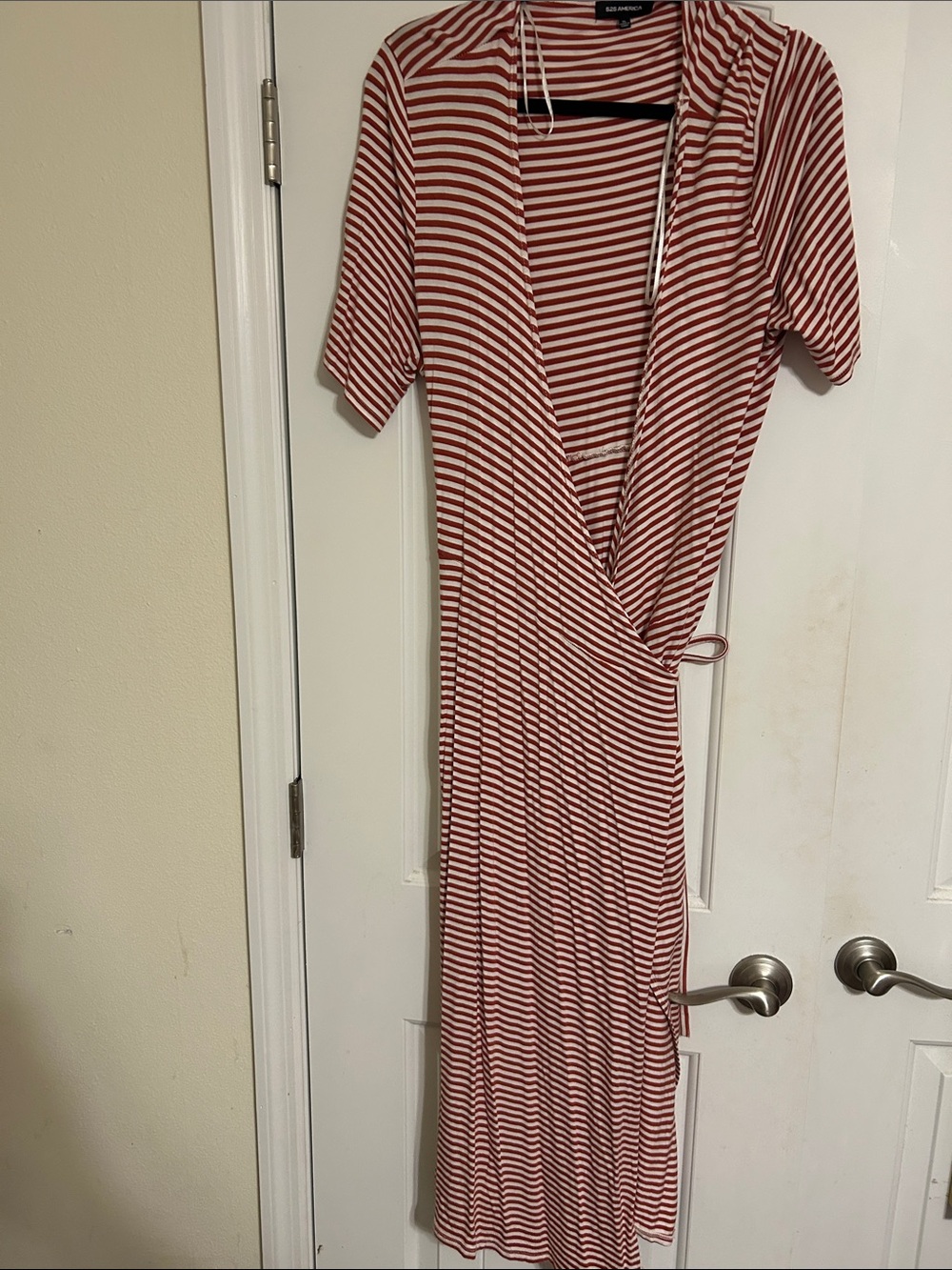 525 America Red & White Striped Wrap Maxi Dress